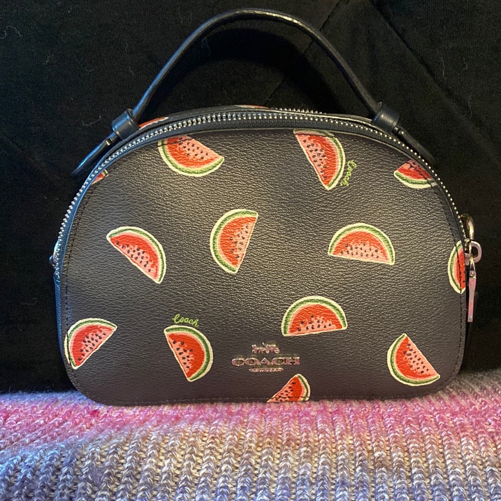Dark Blue Watermelon Monogram Coach Top Handle/Crossbody Bag